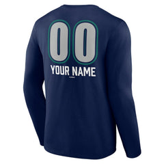 Seattle Mariners Personalized Name & Number Fastball Long Sleeve T-Shirt - Navy T-shirts