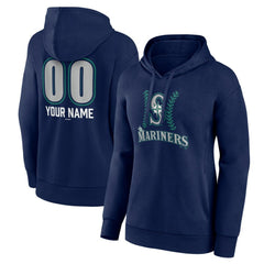 Seattle Mariners Women's Personalized Name & Number Fastball Pullover Hoodie - Navy Hoodies