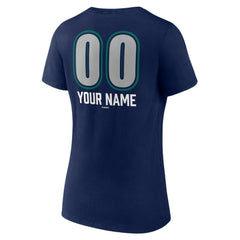 Seattle Mariners Women's Personalized Name & Number Fastball V-Neck T-Shirt - Navy T-shirts