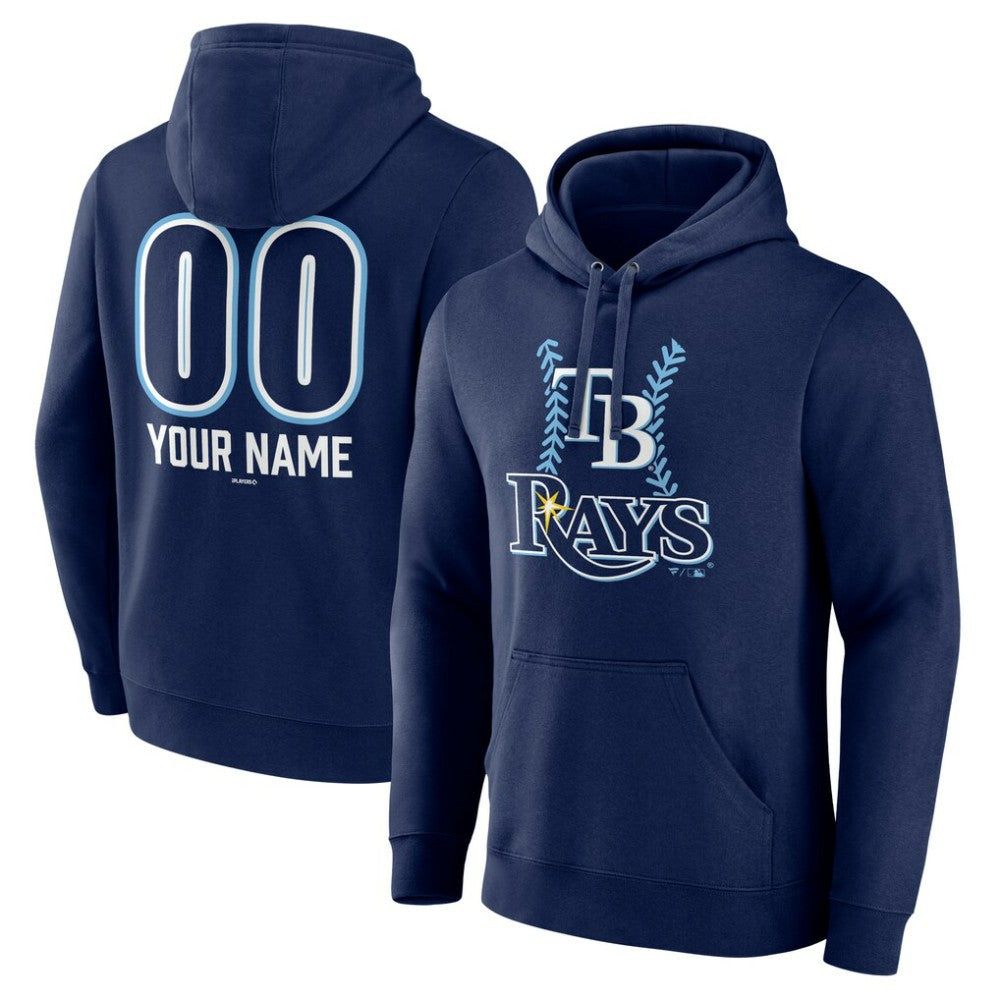 Tampa Bay Rays Personalized Name & Number Fastball Pullover Hoodie - Navy Hoodies