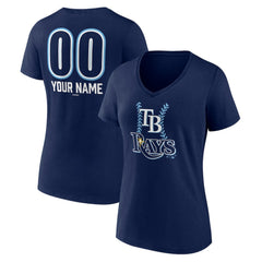 Tampa Bay Rays Women's Personalized Name & Number Fastball V-Neck T-Shirt - Navy T-shirts