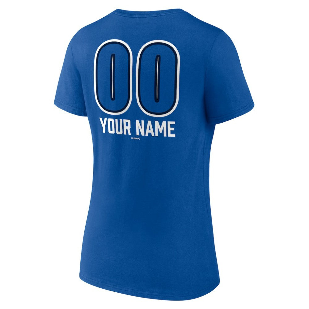 Toronto Blue Jays Women's Personalized Name & Number Fastball V-Neck T-Shirt - Royal T-shirts
