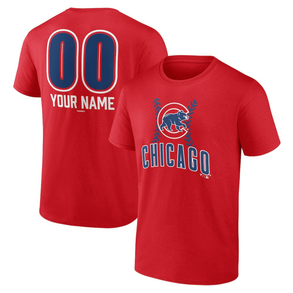 Chicago Cubs Personalized Name & Number Fastball T-Shirt - Red T-shirts