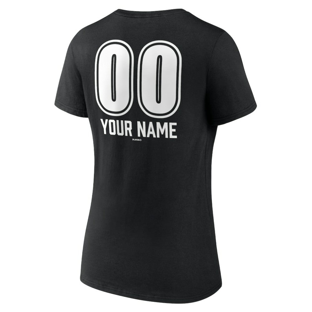 Los Angeles Dodgers Women's Personalized Name & Number Fastball V-Neck T-Shirt - Black T-shirts