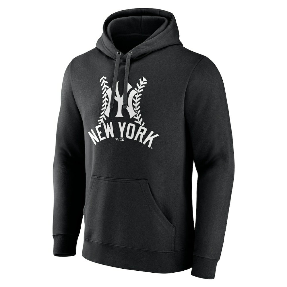 New York Yankees Personalized Name & Number Fastball Pullover Hoodie - Black Hoodies