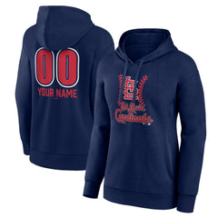 St. Louis Cardinals Women's Personalized Name & Number Fastball Pullover Hoodie - Navy Hoodies