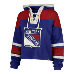 Mika Zibanejad New York Rangers '47 Women's Superior Lacer Cropped Pullover Hoodie - Blue | US 201253405