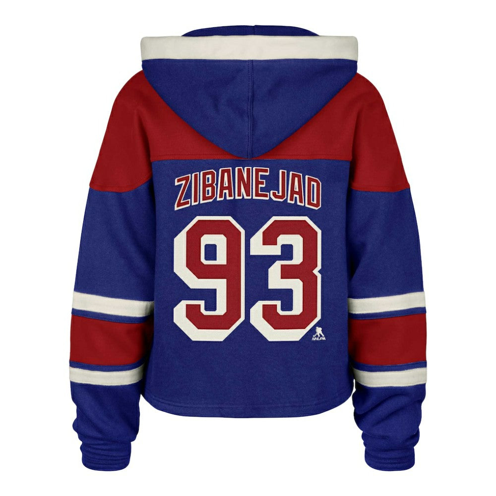 Mika Zibanejad New York Rangers '47 Women's Superior Lacer Cropped Pullover Hoodie - Blue | US 201253405