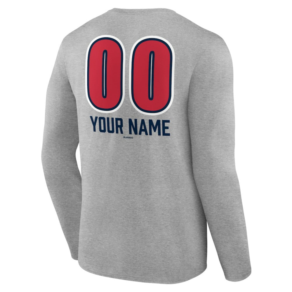 Atlanta Braves Personalized Name & Number Fastball Long Sleeve T-Shirt - Gray T-shirts