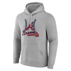 Atlanta Braves Personalized Name & Number Fastball Pullover Hoodie - Gray Hoodies