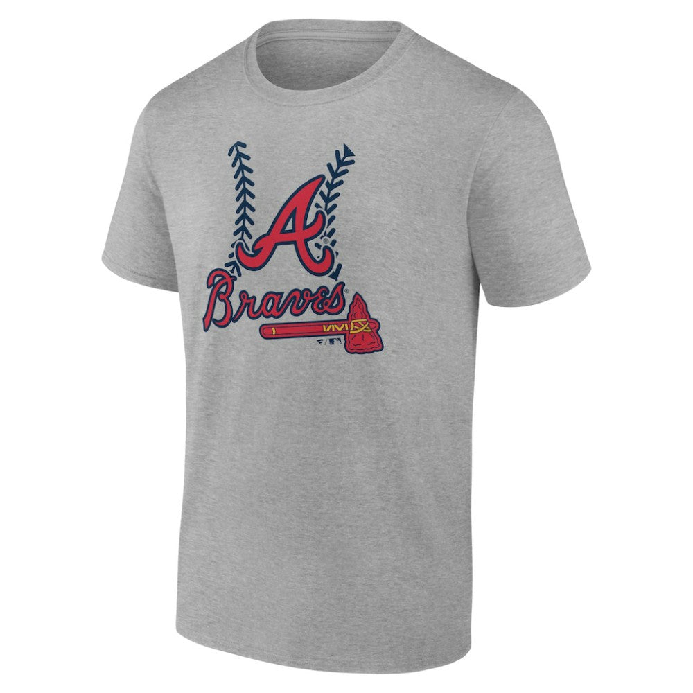 Atlanta Braves Personalized Name & Number Fastball T-Shirt - Heather Gray T-shirts