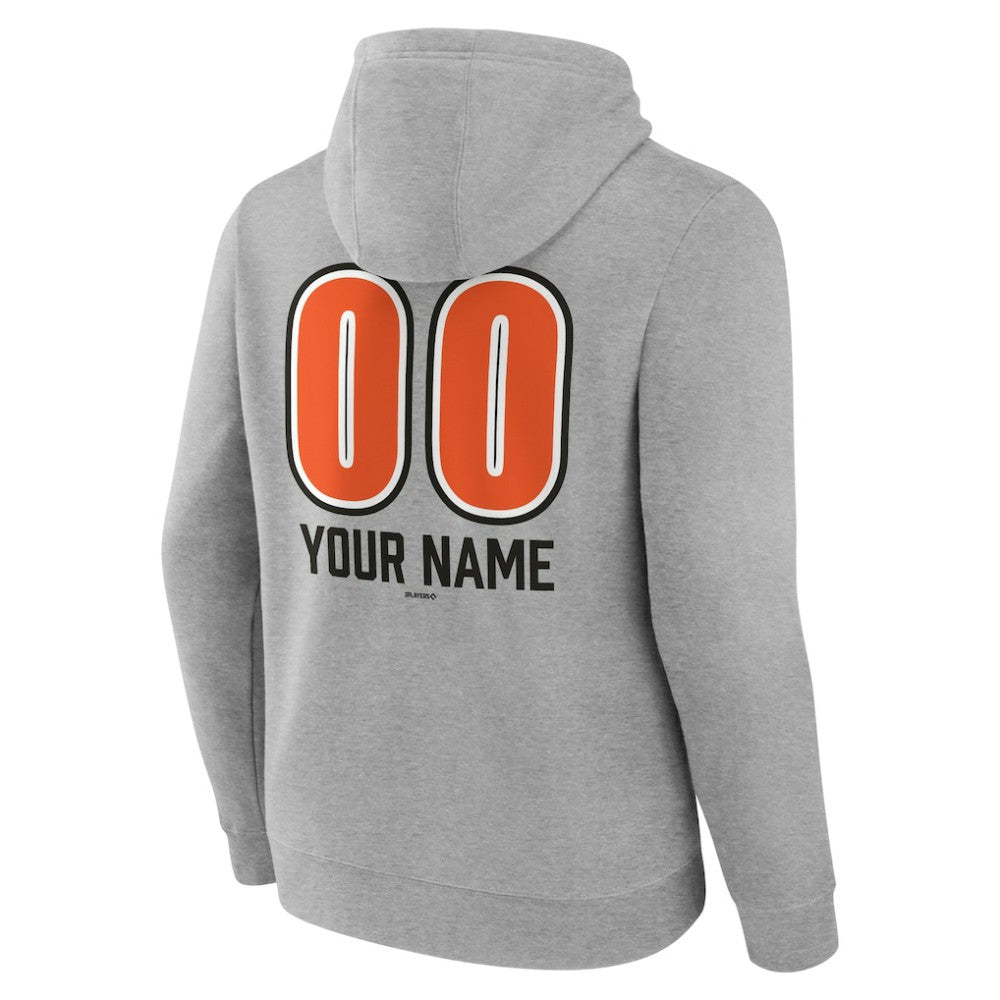 Baltimore Orioles Personalized Name & Number Fastball Pullover Hoodie - Gray Hoodies