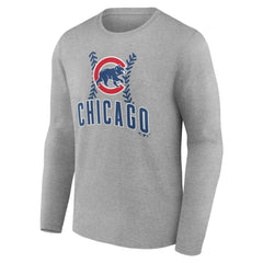 Chicago Cubs Personalized Name & Number Fastball Long Sleeve T-Shirt - Gray T-shirts