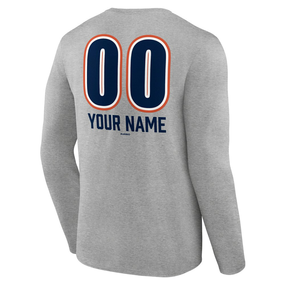 Houston Astros Personalized Name & Number Fastball Long Sleeve T-Shirt - Gray T-shirts