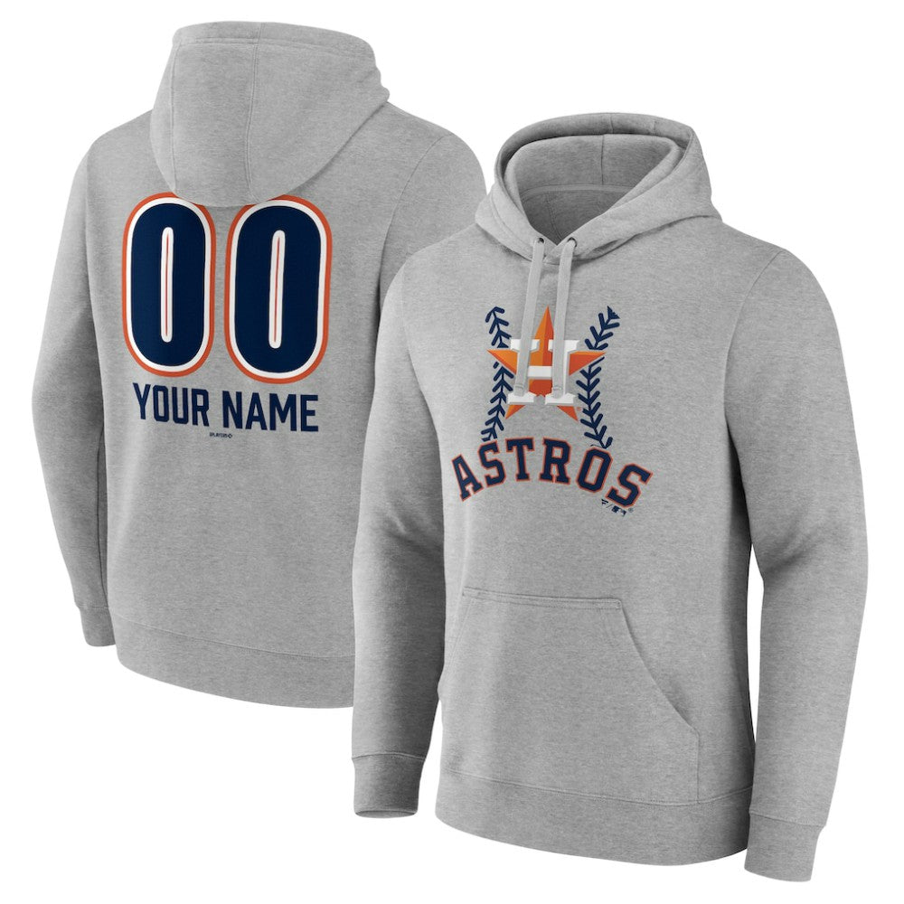 Houston Astros Personalized Name & Number Fastball Pullover Hoodie - Gray Hoodies