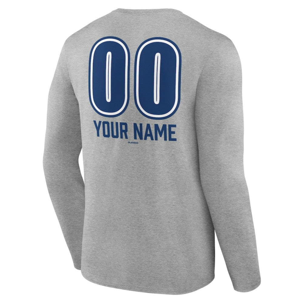 Los Angeles Dodgers Personalized Name & Number Fastball Long Sleeve T-Shirt - Gray T-shirts