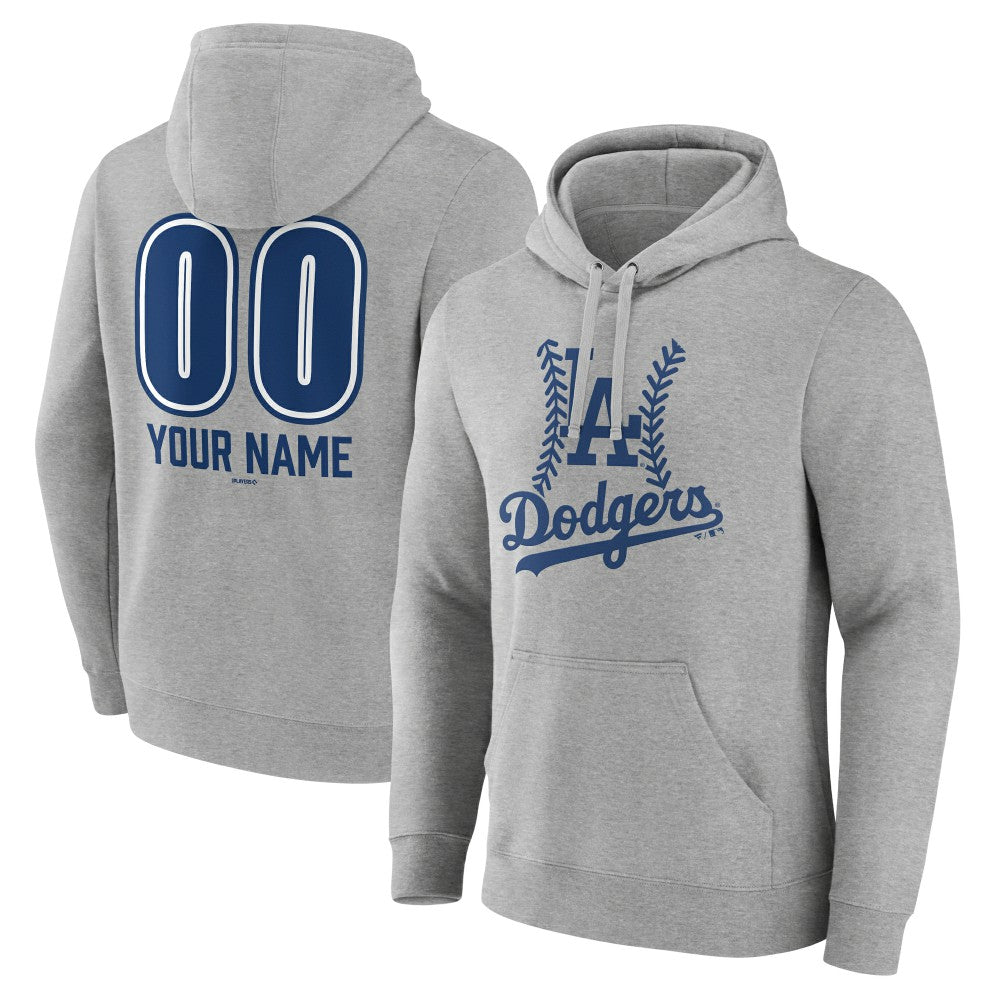 Los Angeles Dodgers Personalized Name & Number Fastball Pullover Hoodie - Gray Hoodies