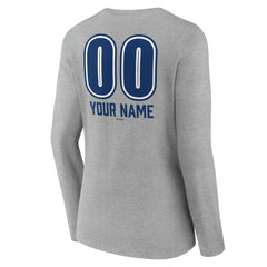 Los Angeles Dodgers Women's Personalized Name & Number Fastball Long Sleeve V-Neck T-Shirt - Gray T-shirts