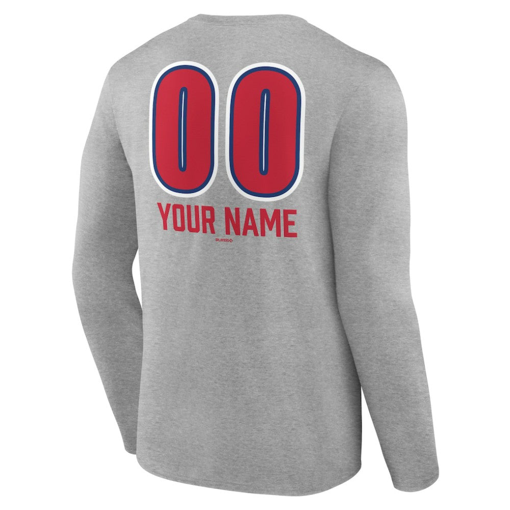 Philadelphia Phillies Personalized Name & Number Fastball Long Sleeve T-Shirt - Gray T-shirts
