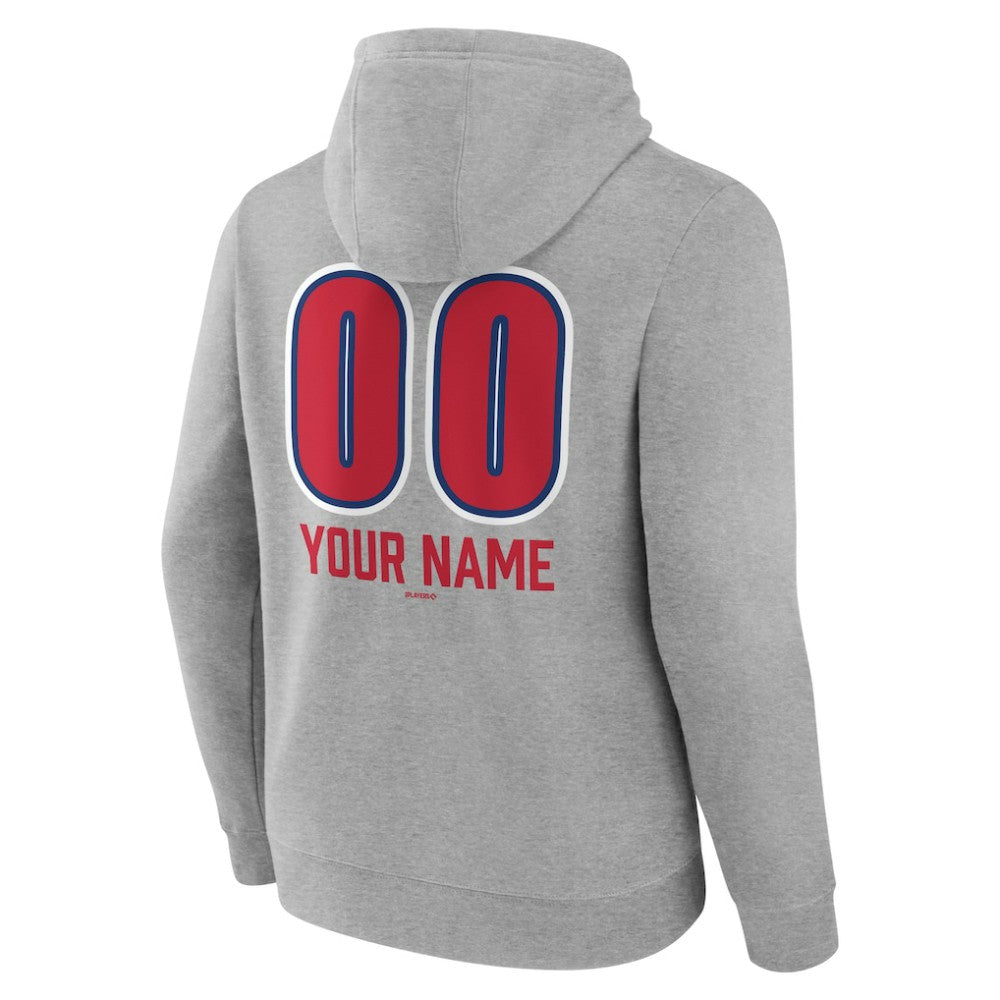 Philadelphia Phillies Personalized Name & Number Fastball Pullover Hoodie - Gray Hoodies