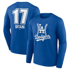 Shohei Ohtani Los Angeles Dodgers Fastball Player Name & Number Long Sleeve T-Shirt - Royal T-shirts