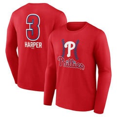 Bryce Harper Philadelphia Phillies Fastball Player Name & Number Long Sleeve T-Shirt - Red T-shirts