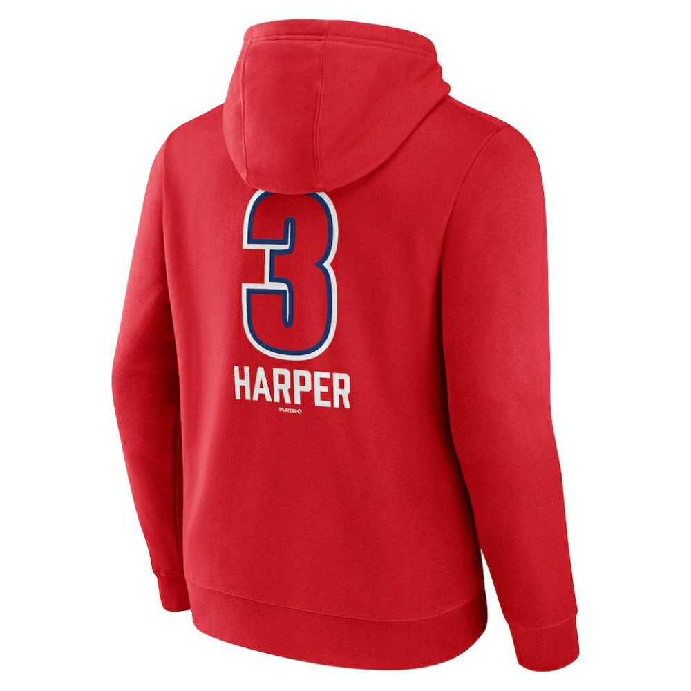 Bryce Harper Philadelphia Phillies Fastball Player Name & Number Pullover Hoodie - Red Hoodies