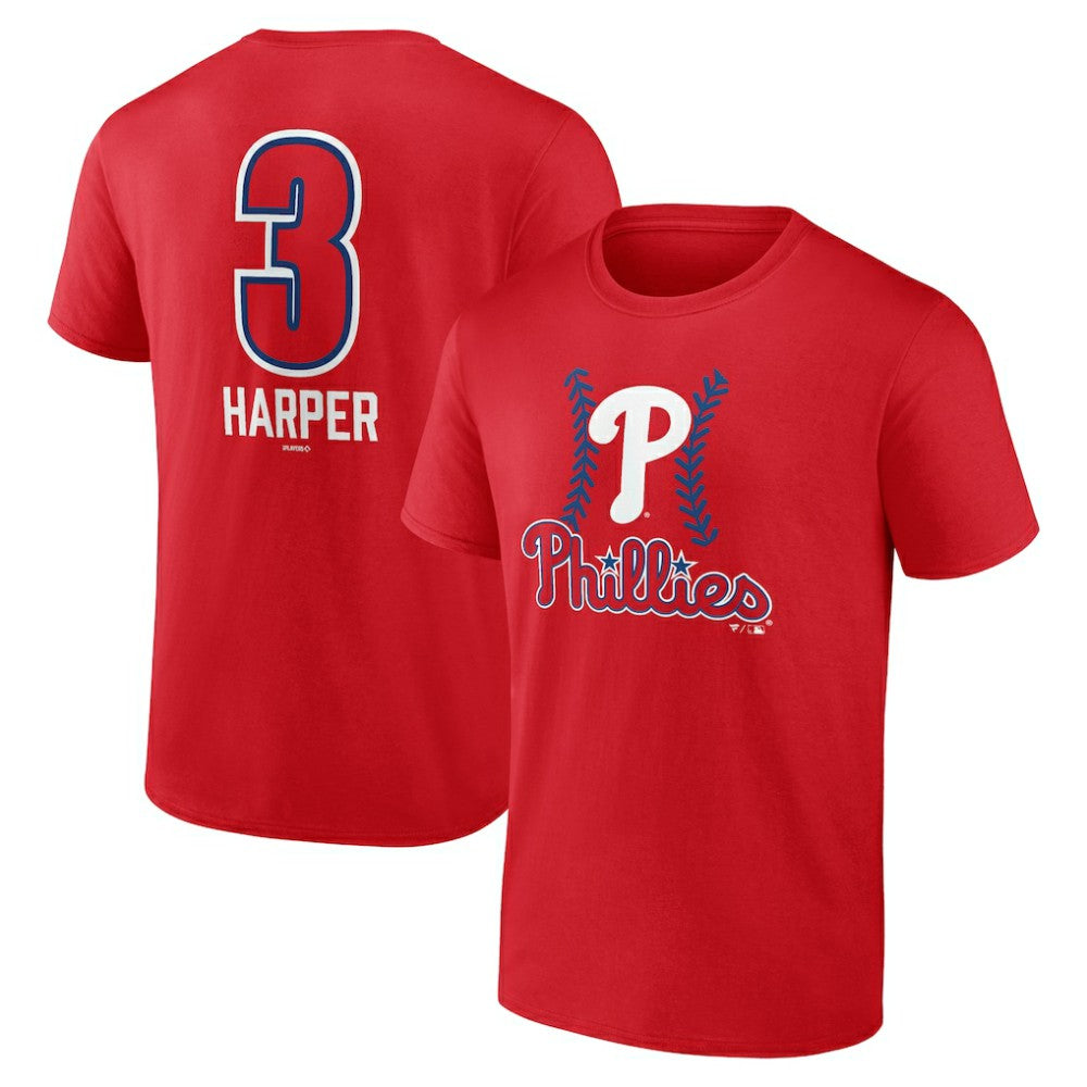 Bryce Harper Philadelphia Phillies Fastball Player Name & Number T-Shirt - Red T-shirts