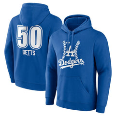 Mookie Betts Los Angeles Dodgers Fastball Player Name & Number Pullover Hoodie - Royal Hoodies