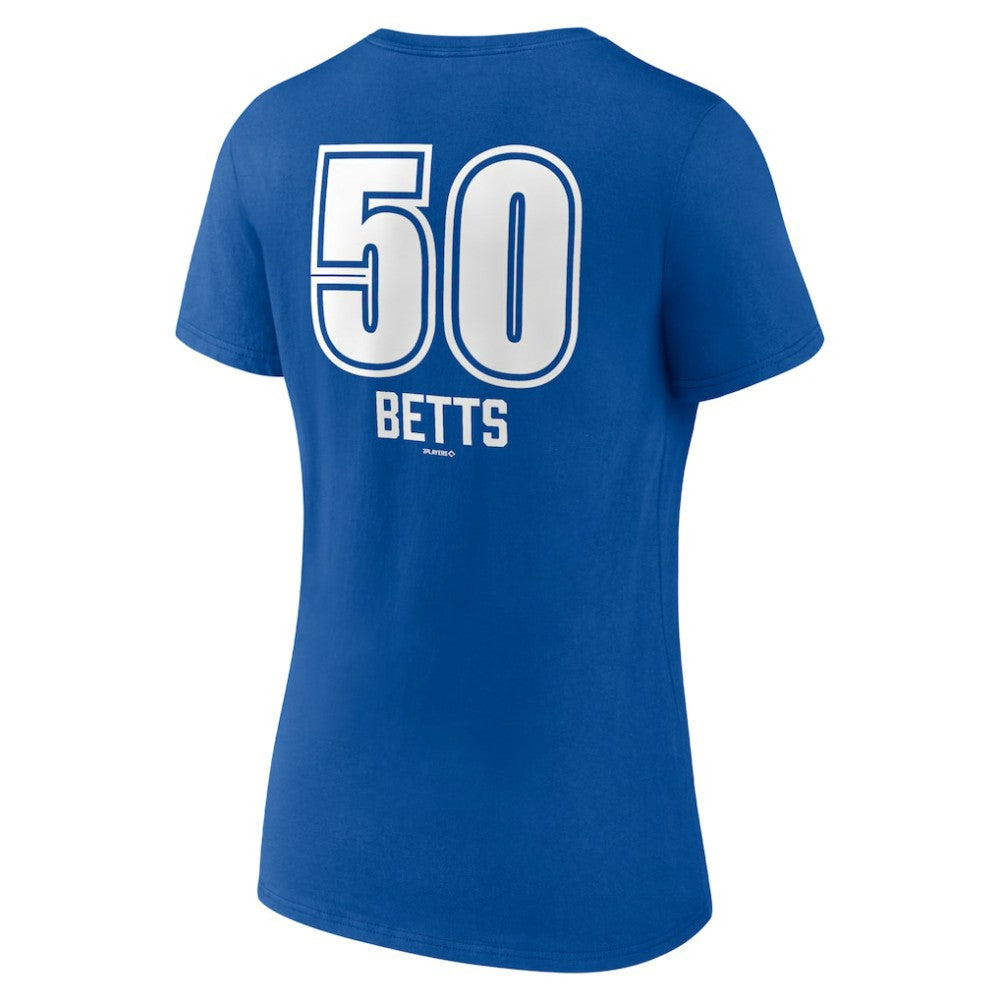 Mookie Betts Los Angeles Dodgers Women's Fastball Player Name & Number V-Neck T-Shirt - Royal T-shirts