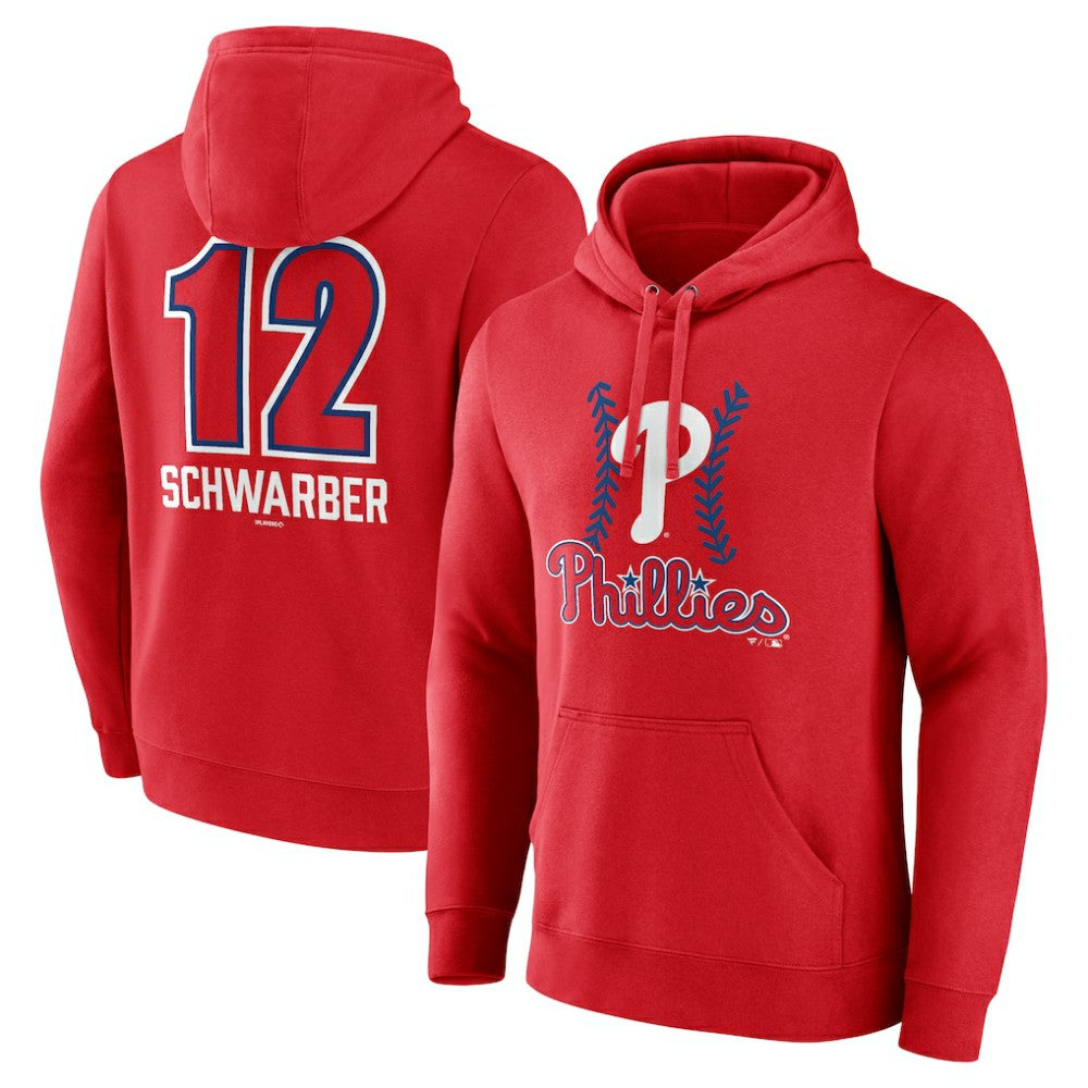 Kyle Schwarber Philadelphia Phillies Fastball Player Name & Number Pullover Hoodie - Red Hoodies