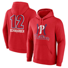 Kyle Schwarber Philadelphia Phillies Fastball Player Name & Number Pullover Hoodie - Red Hoodies
