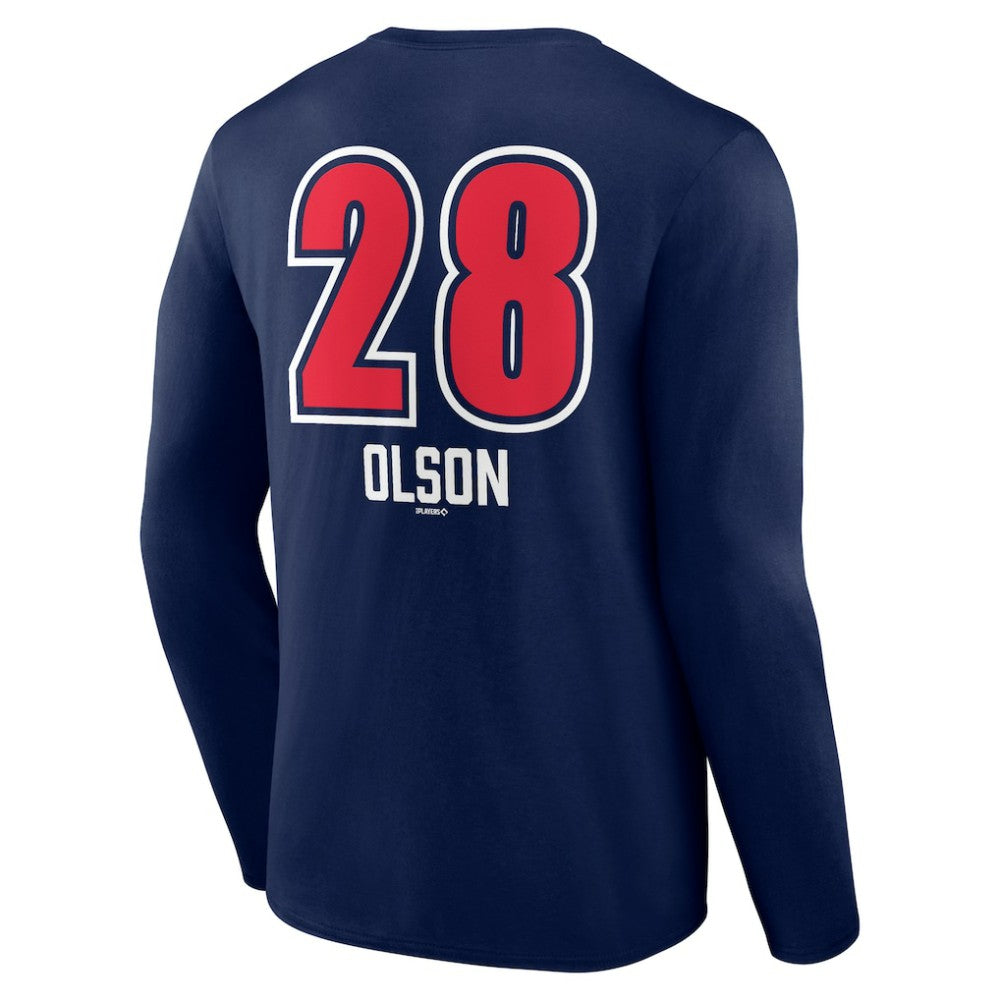 Matt Olson Atlanta Braves Fastball Player Name & Number Long Sleeve T-Shirt - Navy T-shirts