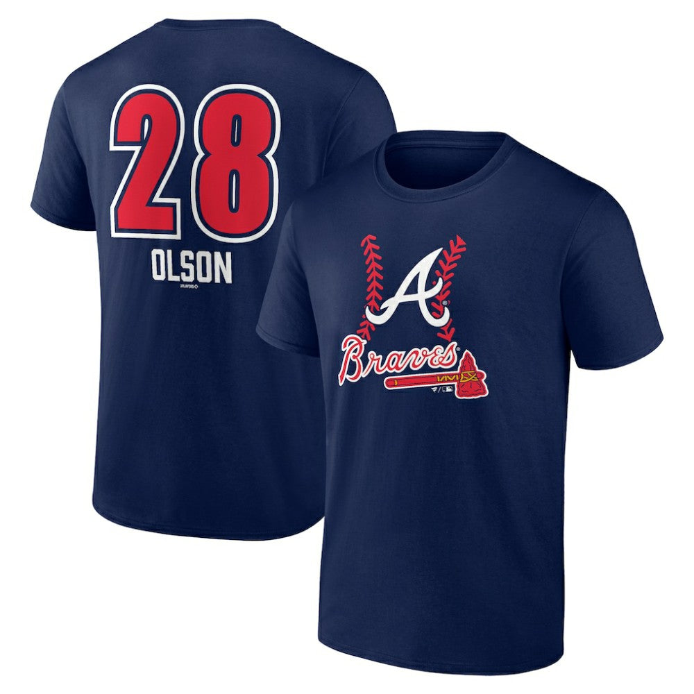 Matt Olson Atlanta Braves Fastball Player Name & Number T-Shirt - Navy T-shirts