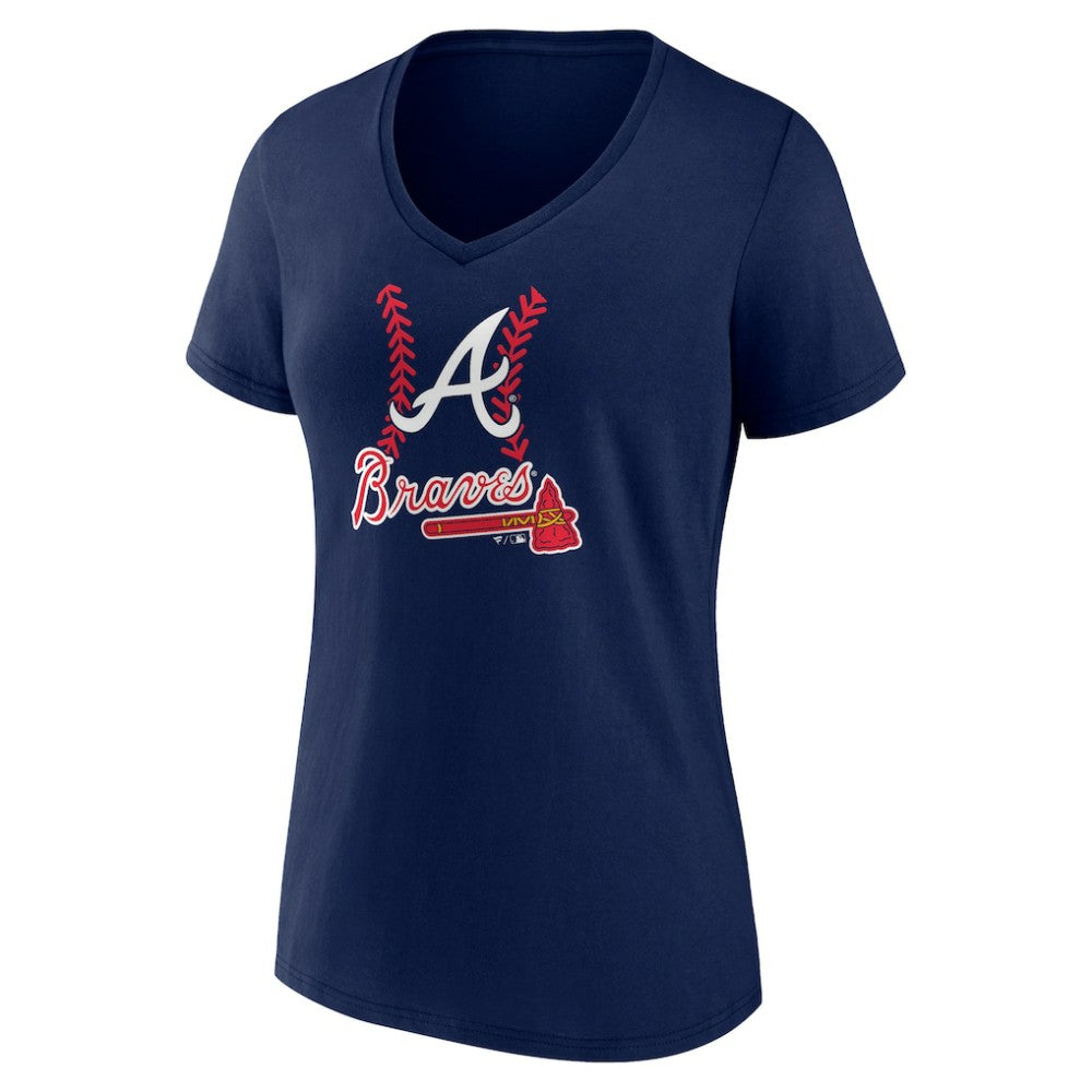 Matt Olson Atlanta Braves Women's Fastball Player Name & Number V-Neck T-Shirt - Navy T-shirts