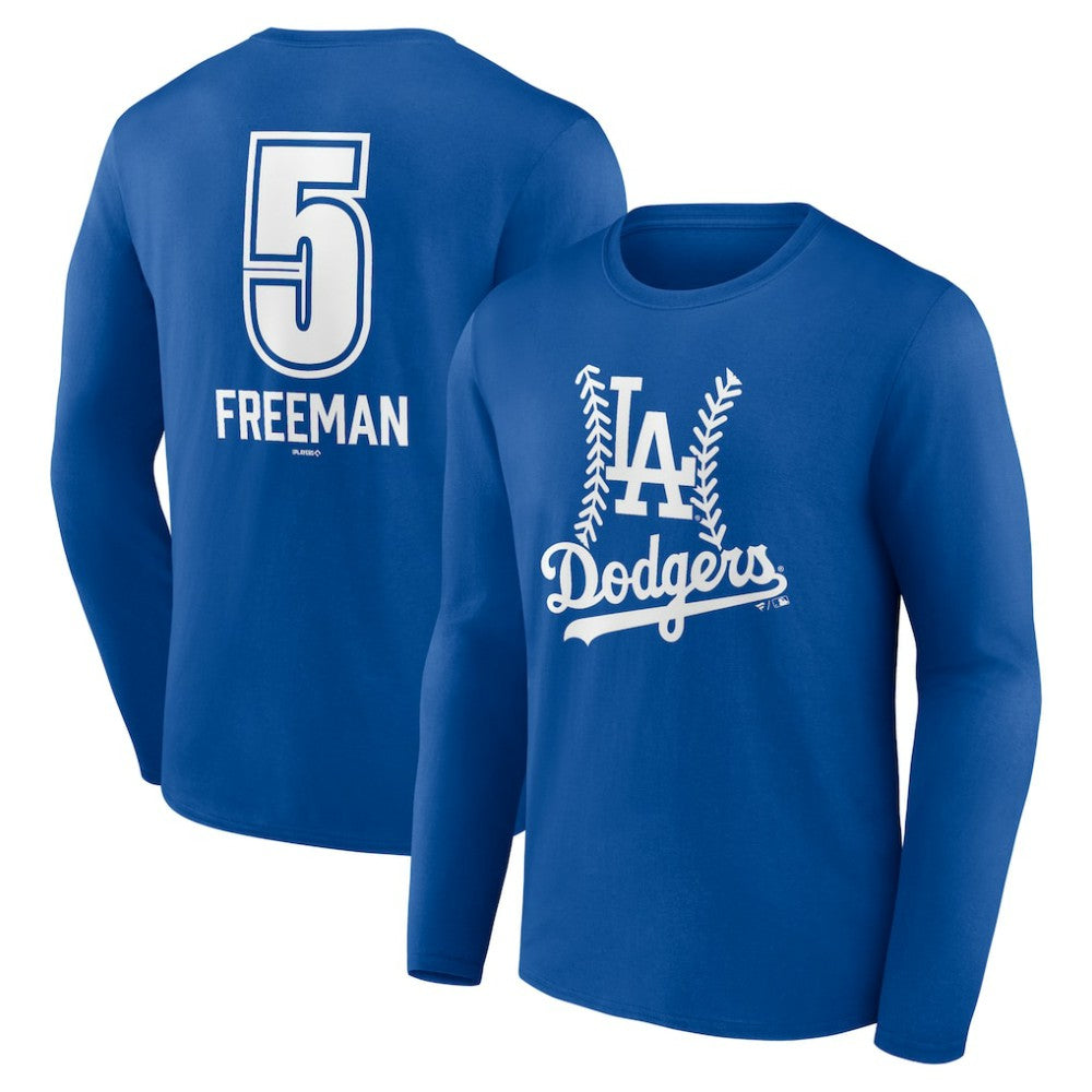 Freddie Freeman Los Angeles Dodgers Fastball Player Name & Number Long Sleeve T-Shirt - Royal T-shirts