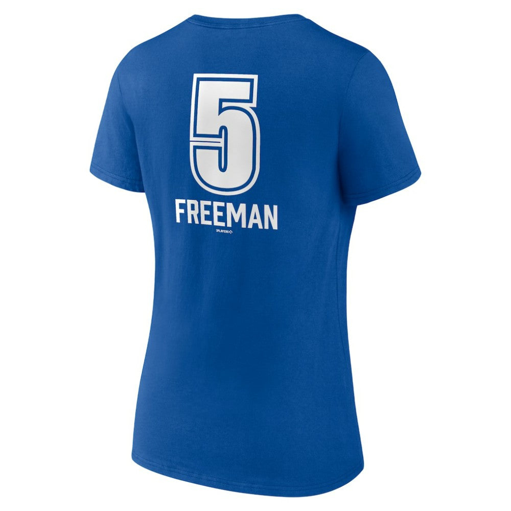 Freddie Freeman Los Angeles Dodgers Women's Fastball Player Name & Number V-Neck T-Shirt - Royal T-shirts