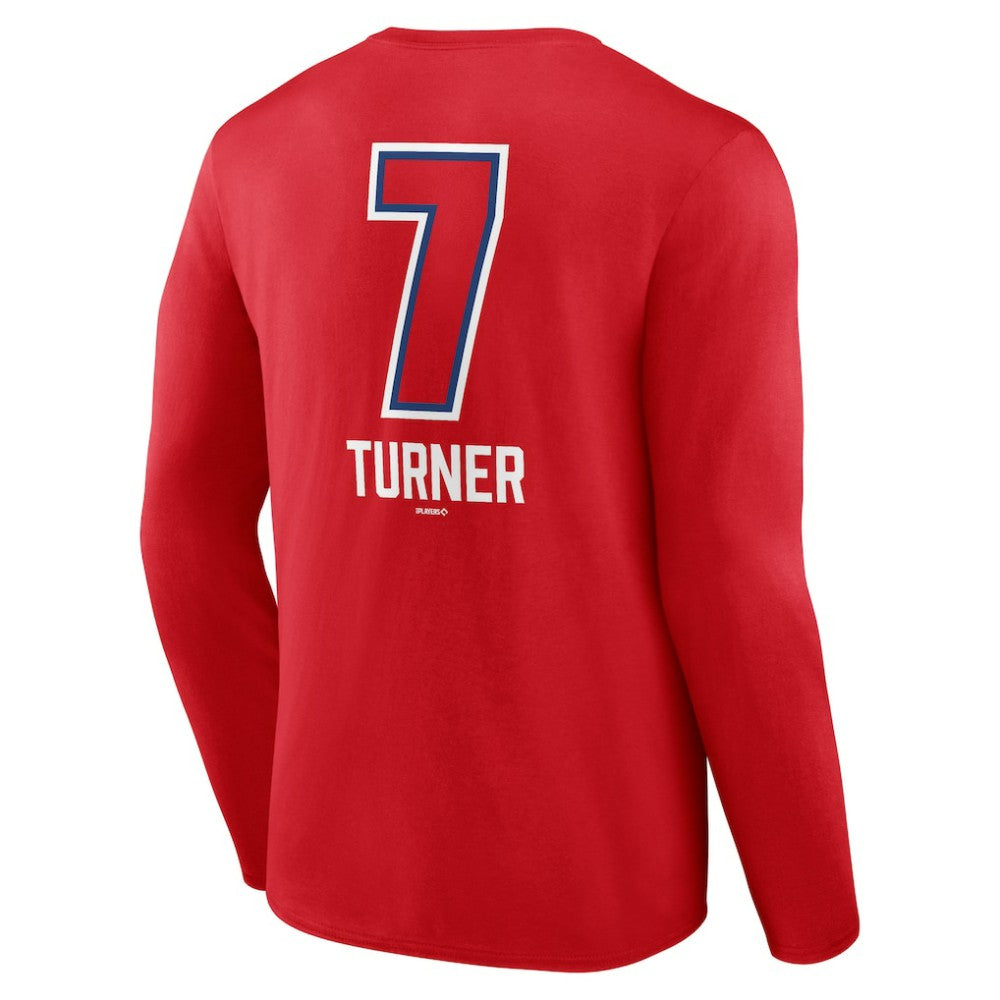 Trea Turner Philadelphia Phillies Fastball Player Name & Number Long Sleeve T-Shirt - Red T-shirts