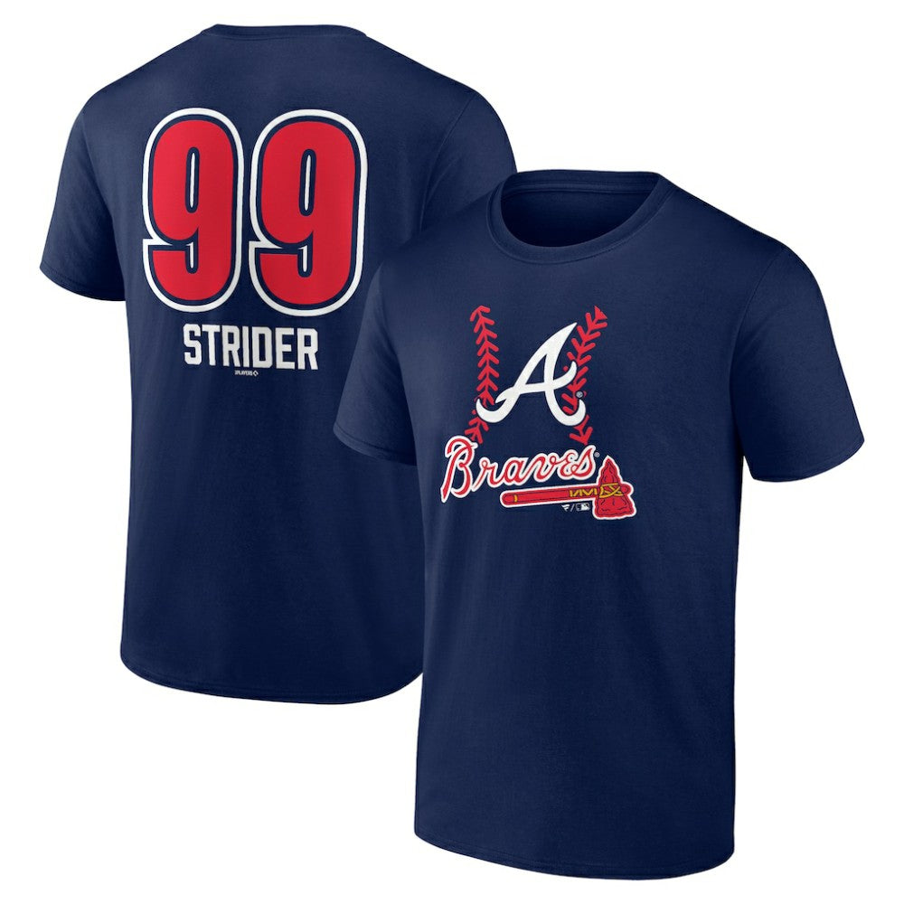 Spencer Strider Atlanta Braves Fastball Player Name & Number T-Shirt - Navy T-shirts