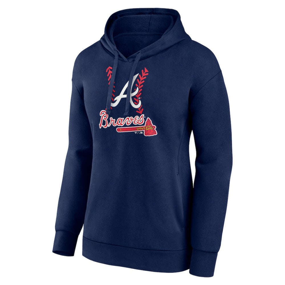 Spencer Strider Atlanta Braves Women's Fastball Player Name & Number Pullover Hoodie - Navy Hoodies