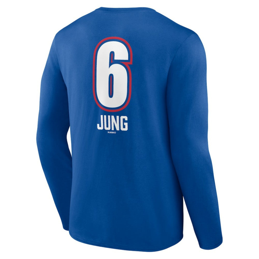 Josh Jung Texas Rangers Fastball Player Name & Number Long Sleeve T-Shirt - Royal T-shirts
