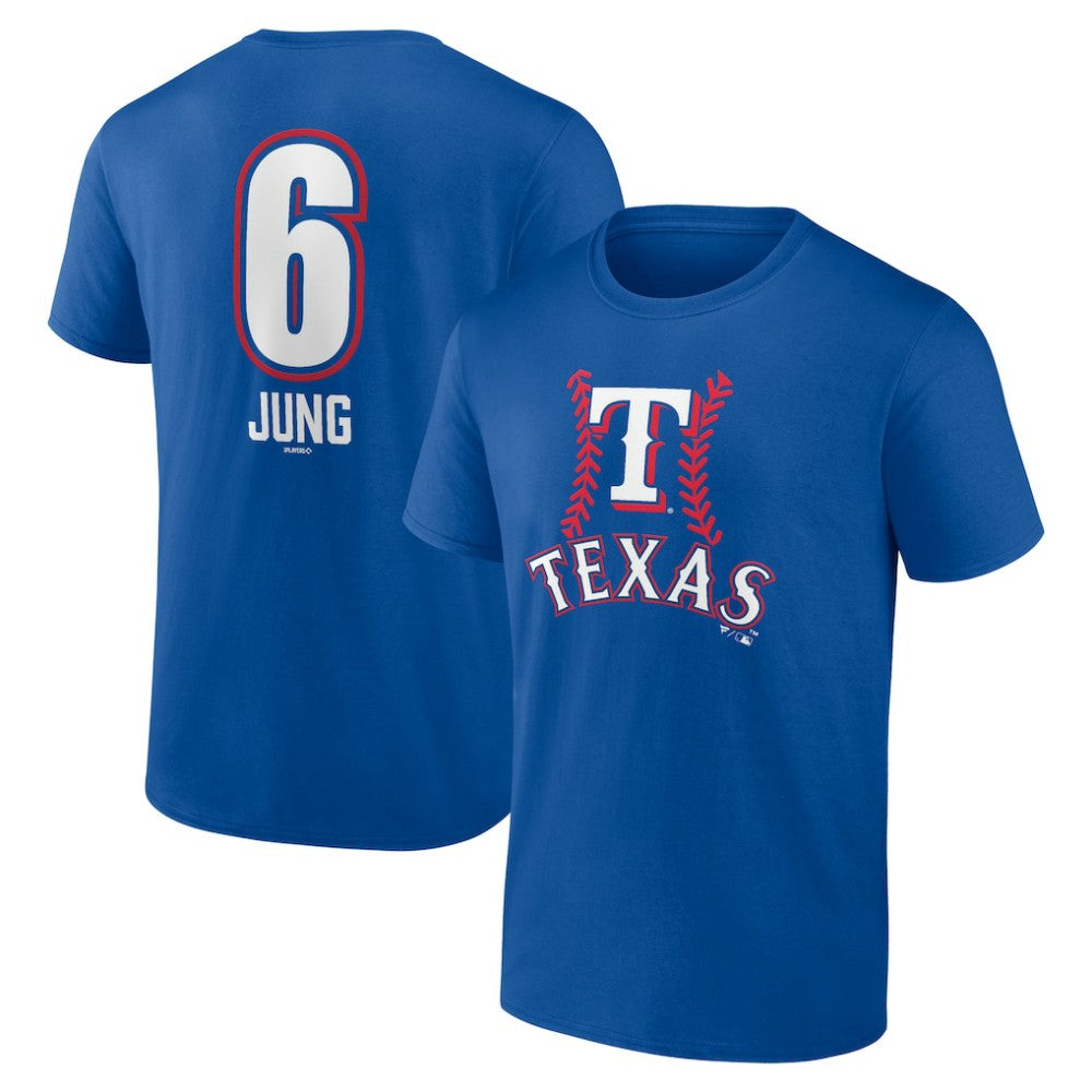 Josh Jung Texas Rangers Fastball Player Name & Number T-Shirt - Royal T-shirts