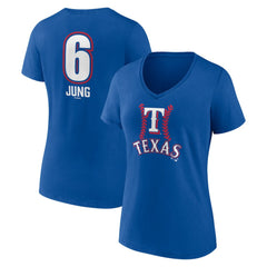 Josh Jung Texas Rangers Women's Fastball Player Name & Number V-Neck T-Shirt - Royal T-shirts
