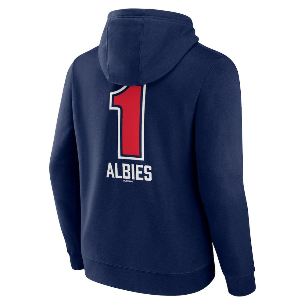Ozzie Albies Atlanta Braves Fastball Player Name & Number Pullover Hoodie - Navy Hoodies