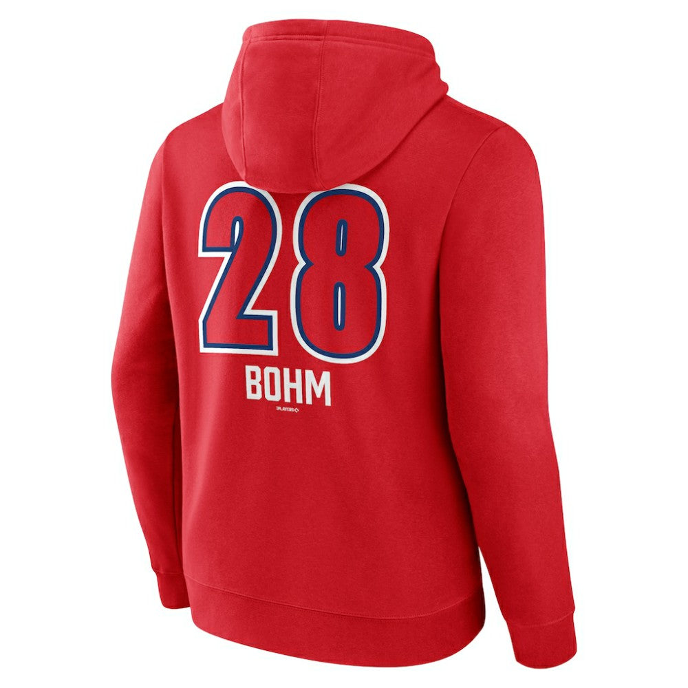 Alec Bohm Philadelphia Phillies Fastball Player Name & Number Pullover Hoodie - Red Hoodies