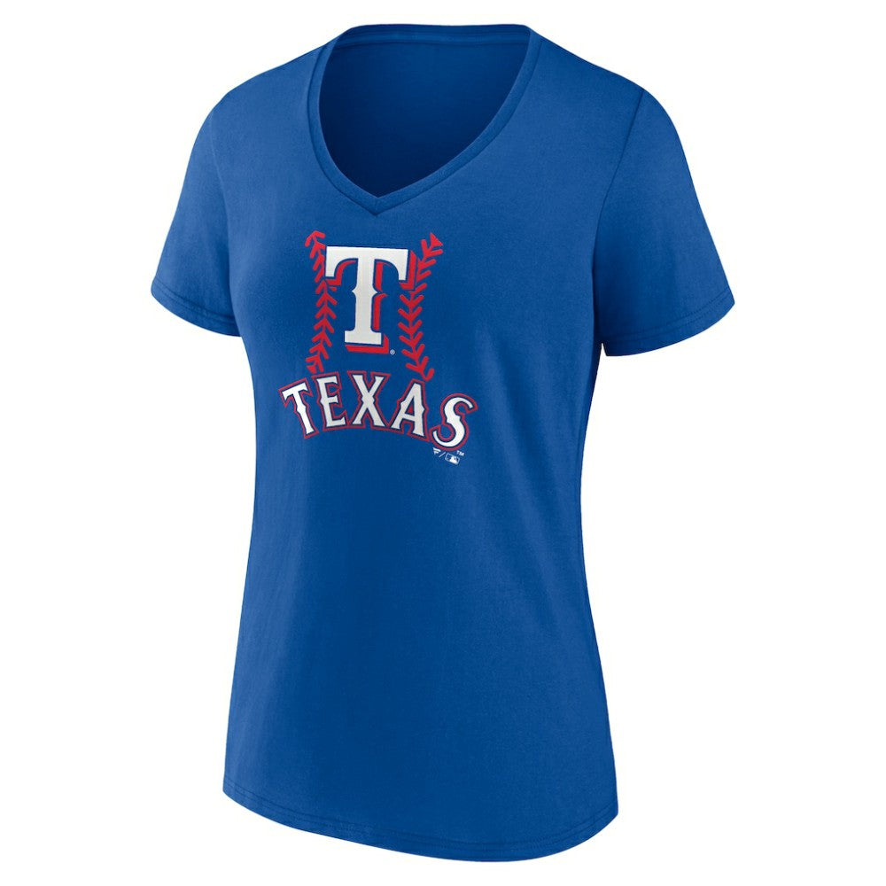 Evan Carter Texas Rangers Women's Fastball Player Name & Number V-Neck T-Shirt - Royal T-shirts