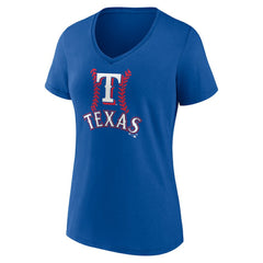 Evan Carter Texas Rangers Women's Fastball Player Name & Number V-Neck T-Shirt - Royal T-shirts