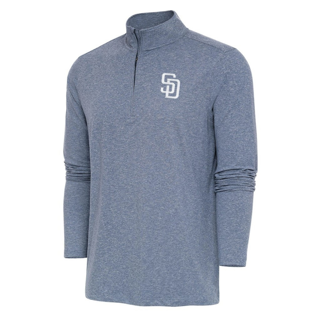 San Diego Padres Antigua Hunk Quarter-Zip Top - Heather Navy Tops