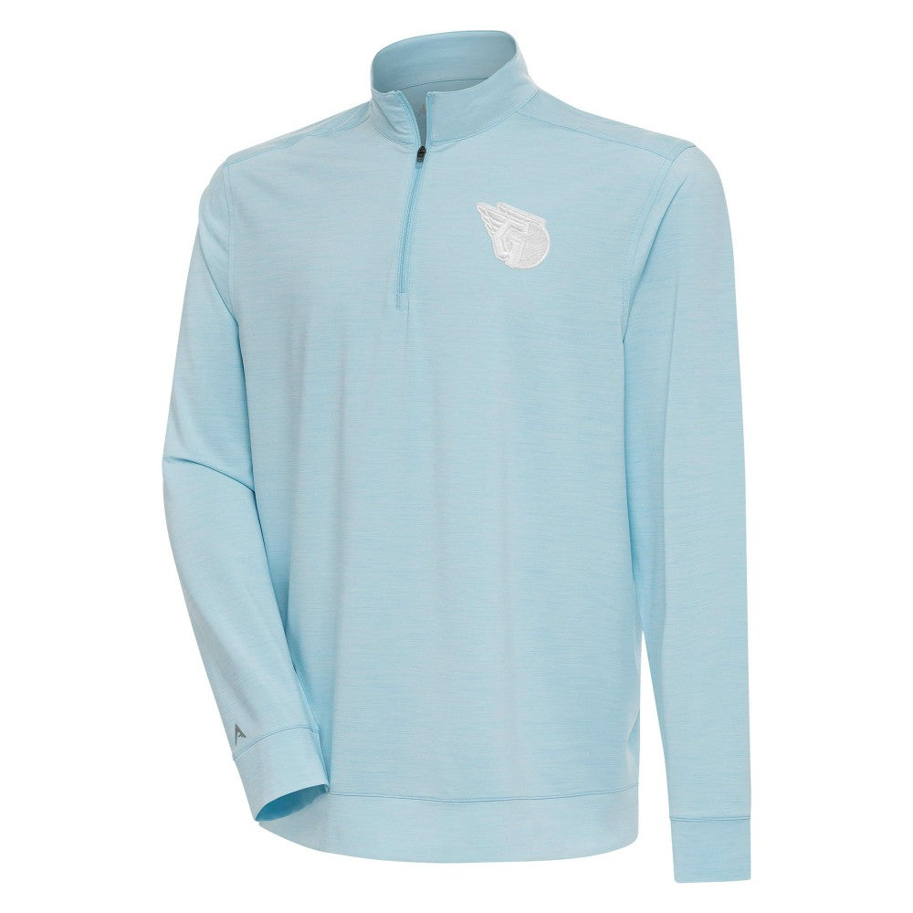 Cleveland Guardians Antigua Bright Quarter-Zip Pullover Top - Powder Blue Pullover