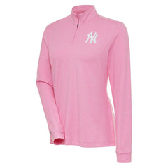 New York Yankees Antigua Women's Mentor Quarter-Zip Pullover Top - Pink Pullover